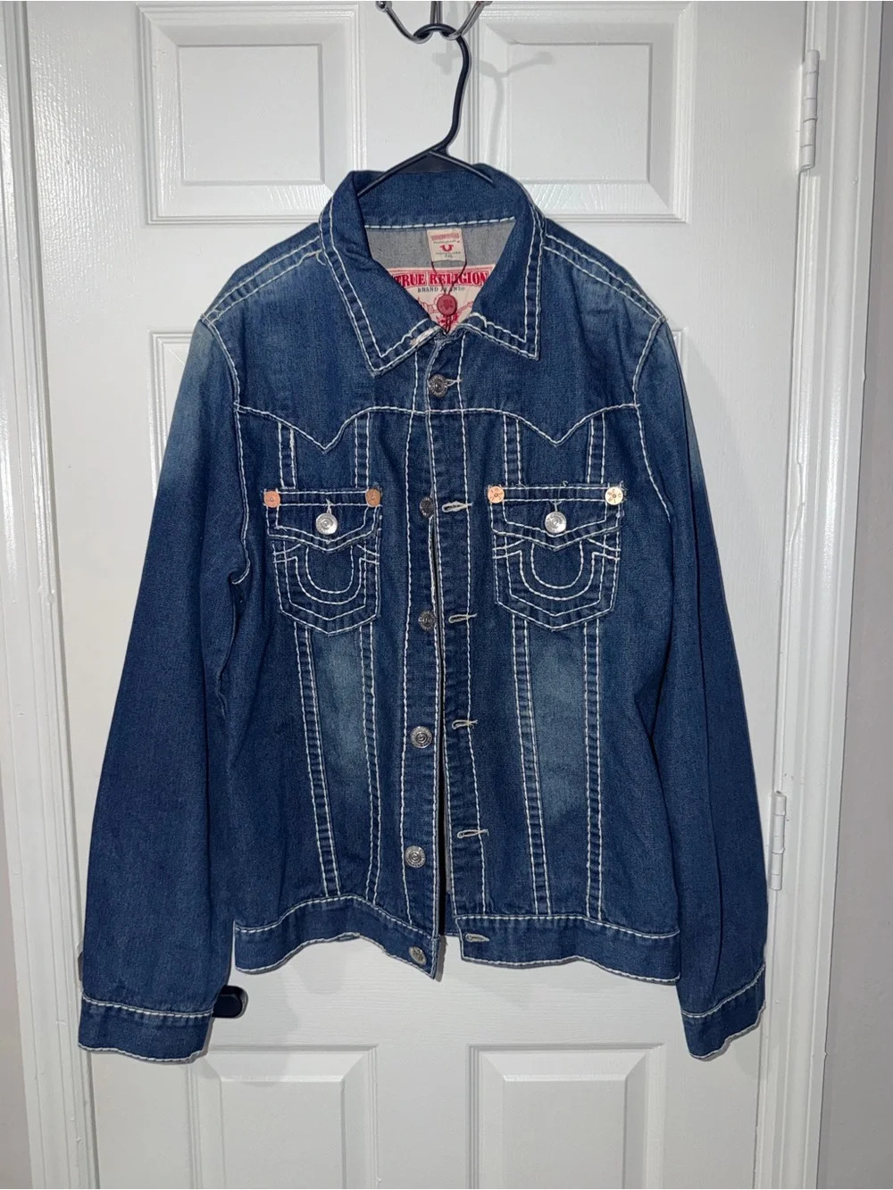 True Religion Men’s Denim Trucker Jacket 2XL Made in USA Y2K